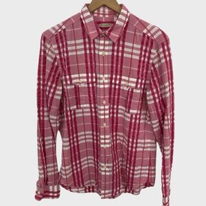 Burberry Britt Pink White Plaid Button Down Shirt Men's Size Medium